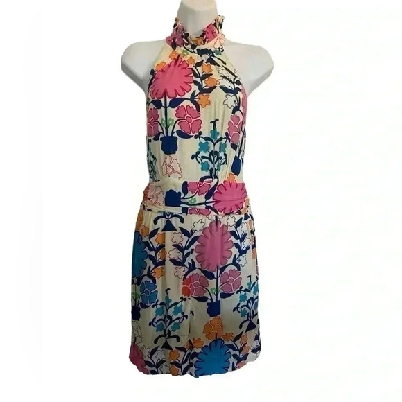 Anthropologie Plenty By Tracy Reese Ruffled Floral Romper Tie Waisted size M - Picture 2 of 7